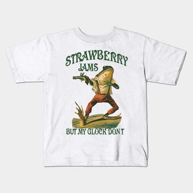 Strawberry Jams But My Glock Don't Funny Saying Frog Meme Kids T-Shirt by Travis ★★★★★